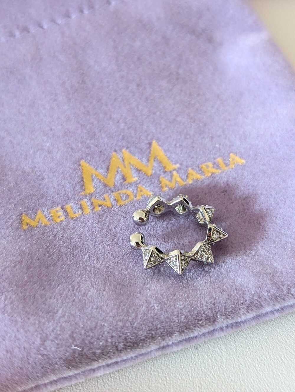 NWT Melinda Maria Roxanne Spiked Ear Cuff in Silver